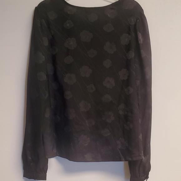  A NEW DAY | Black Floral Faux Wrap Blouse Sz. Large - Picture 8 of 9